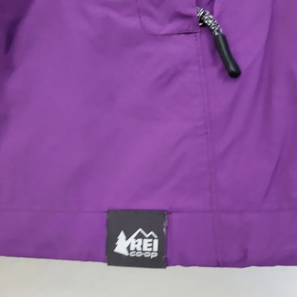 REI Co Op Women's Full Zip Jacket Size S Purple Nylon Hooded Zip Pockets Rain - Picture 3 of 9